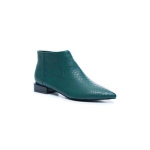Green Textured Women's Ankle Boots
